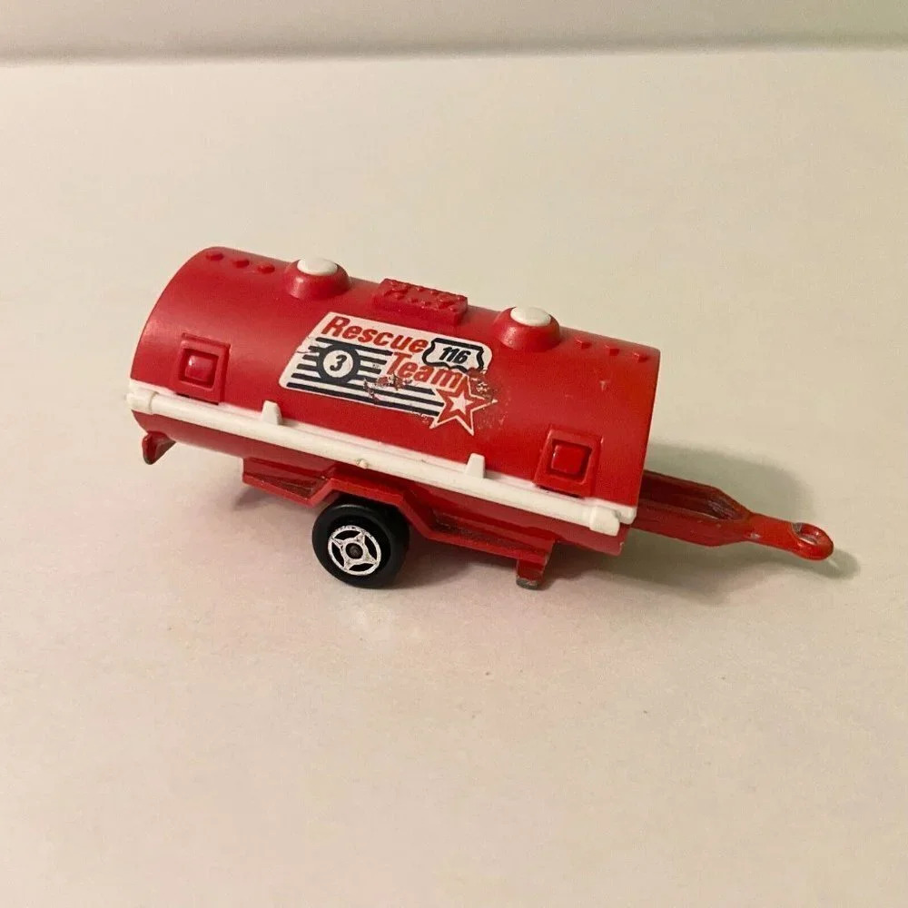 Vintage Majorette France Rescue Team Oil Tank Hauler Trailer